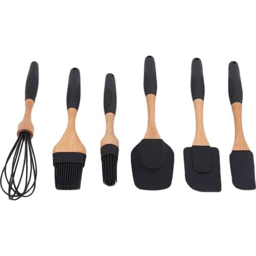 Baking Tool Set Silicone Wooden Handle Stainless Steel Spoon Spoon Spatula Brush Spaghetti Pasta Whisk Kitchen Cooking Tool Set