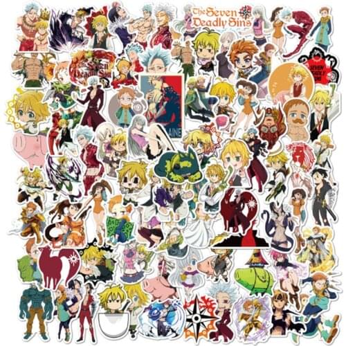 10/30/50/100Pcs/Set Japanese comics seven deadly sins Kawaii Stickers For Chidren Toy Waterproof Sticker to DIY Laptop Bicycle