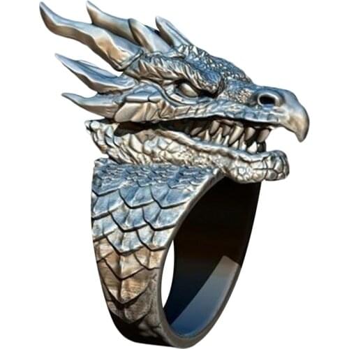 New Punk sweet-plated Bronze Faucet Ring Mens Domineering Open Hand Jewelry Retro Metal sweet dragon ring Gift