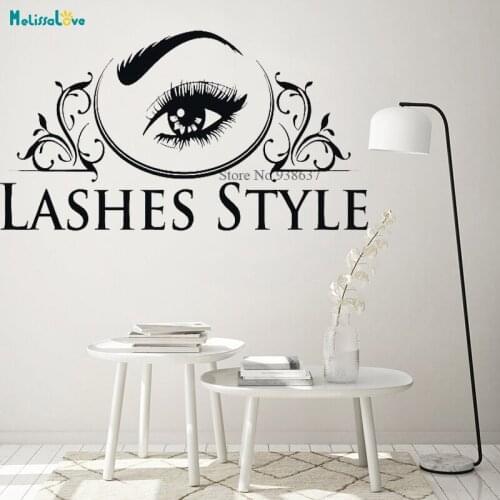 New Design Lashes Style Eyelash Decals Studio Window Beauty Salon Sticker Beatutiful Woman Eyebrows Brows Murals Stickers BB144