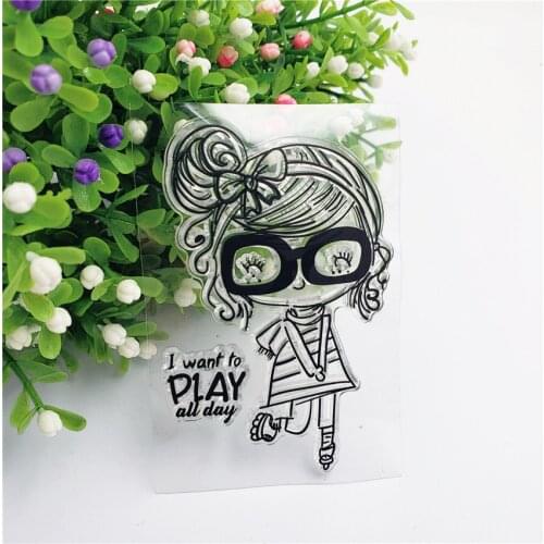 Glasses Girl Vintage Transparent Silicone Clear Stamp for Scrapbooking DIY Craft Decorative Card Album Stamp Stationery