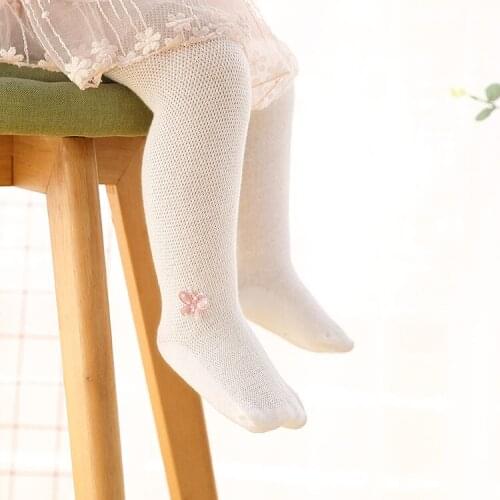 Autumn summer thin soft cotton mesh childrens pantyhose white girls dance tights knitted bow baby girl stockings