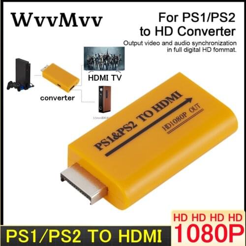 For PS2/PS1 to HDMI-compatible Adapter Converter Up to1080p Output For Monitor Projector Convert Audio/video Game Plug and Play