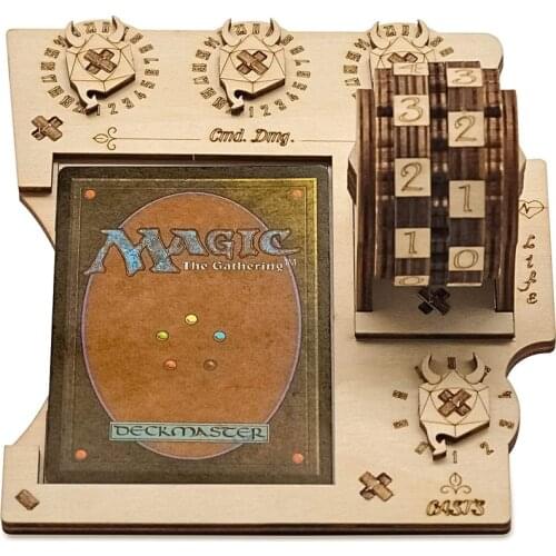 MTG Commander EDH Command Zone Tray with Life Counter Wooden Compatible with Magic The Gathering