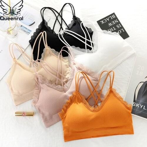 Queenral Sexy Lace Bras For Women Underwear Seamless Bralette Push Up Bra Crop Top Wireless Lingerie Active BH Brassiere