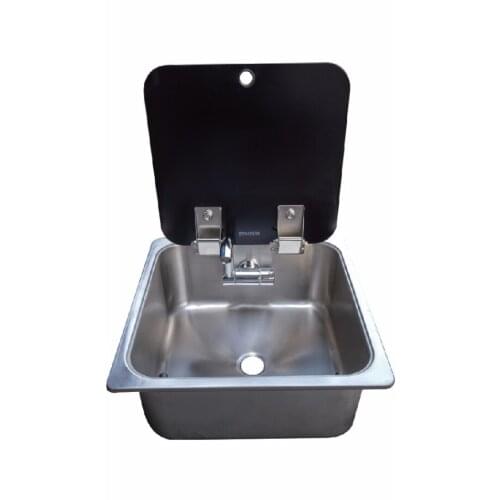 Boat Caravan Camper Stainless Steel Sink with Tempered Glass Lid 350*350*120mm GR-549B