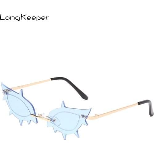 LongKeeper 2020 Rimless Sunglasses Women Fashion Cat Eye Vintage Metal Sun Glasses Men Luxury Brand Designer Eyewear UV400