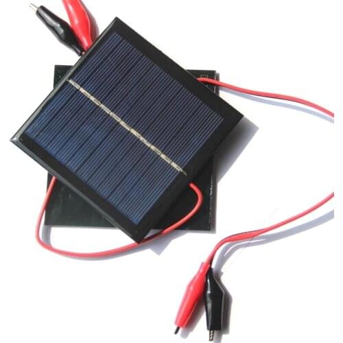 BUHESHUI 1W 5.5V Solar Panel+Clip Polycrystalline Solar Cell Module Charger System For 3.7V Battey Toy Study 95*95MM 5pcs/lot