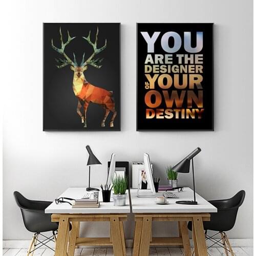 Modern Abstract Deer Picture Wall Art Canvas Painting Quotes Posters and Prints Decorative Wall Pictures Decor for Living Room