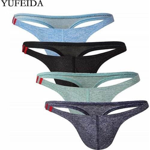 4PCS/Lot Men Thongs Sexy Underwear Bulge Pouch Jockstraps G string Lingerie Low Rise Underpants Breathable Gay Sissy Panties
