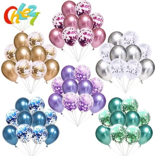 Wedding Decoration 10Pcs Pink Silver Glitter Confetti Metallic balloons Baby Shower Birthday Party Celebration Decor Supplies