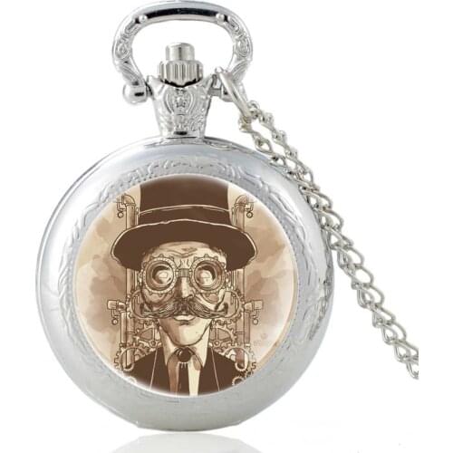 Steampunk Skull Design Vintage Quartz Pocket Watch Men Women Punk Style Pendant Necklace Hours Clock Gifts
