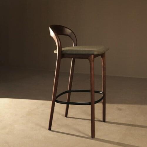 Louis fashion Modern simple solid wood high stool black walnut bar chair front desk high chair home bar stool light luxury