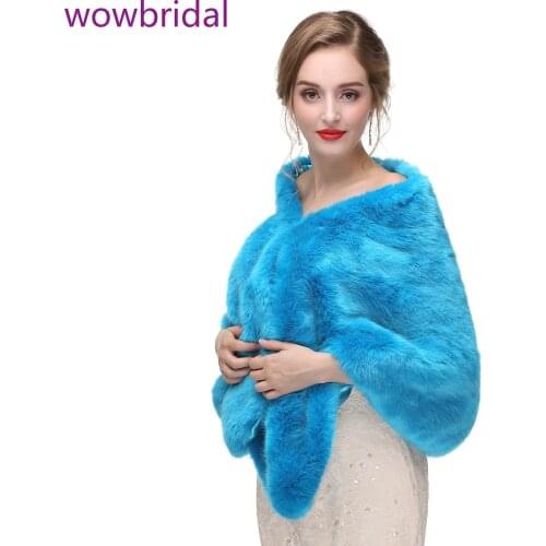 WOWBRIDAL Warm Faux Fur Winter Bridal Cape Wedding Cloaks Party Wraps Jacket Wrap Boleros De Encaje Boleros De Mujer