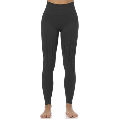 Explosive Womens High Waist Mesh Breathable Yoga Pants Seamless Slim Fit