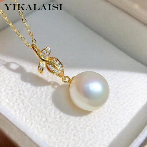 YIKALAISI 925 Sterling Silver Necklaces Jewelry For Women 9-10mm Round Natural Freshwater Pearl Pendants Wholesales