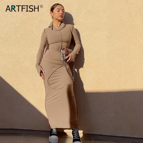 Autumn Winter Women Bodycon Dress Harajuku Dark wizard Long Dress Irregular Gothic Hooded Dress Sexy Party Zipper Split GV353