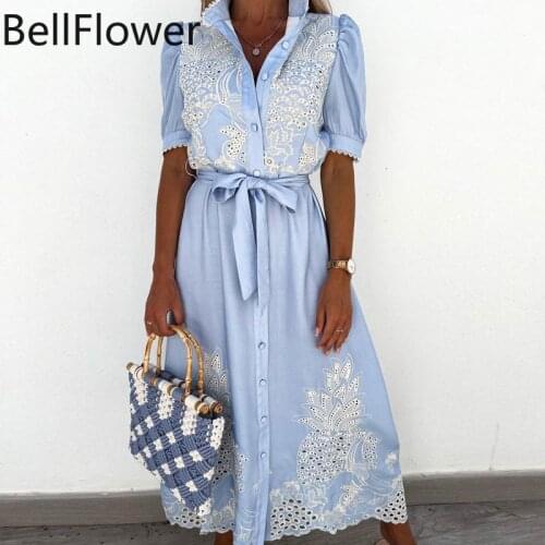 Swing Dress Plus Size Clothing for Women 2021 Solid Casual A-LINE Draped Lantern Sleeve Turn-down Collar Summer Midi Dress