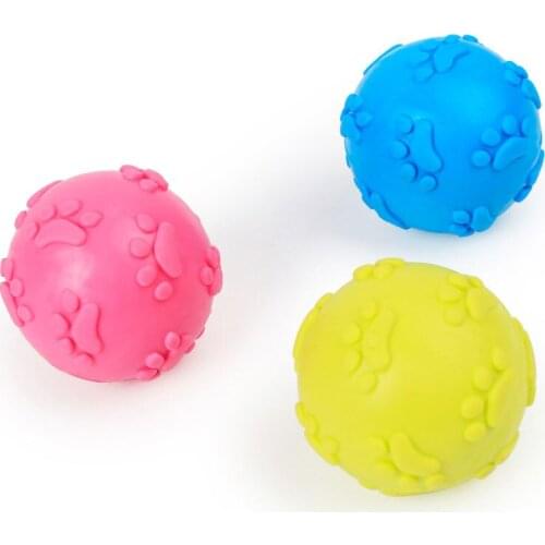 Sound Making Pet Ball Footprints Bones High Quality Teeth Toy Dog Training Chewing Playing Pet Toys With Squeaky Sound