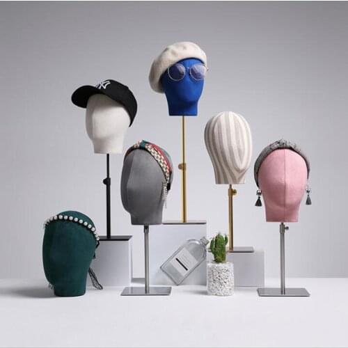 4style Color Satin Female Head Mannequin Hat Frame Necklace Earring Display Frame Model Window Fake Wig Accessories 1pc B064