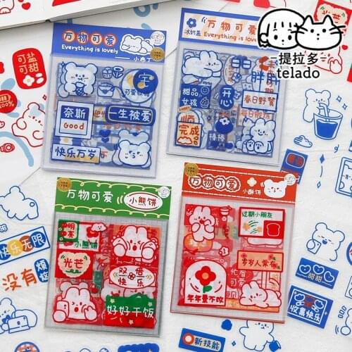 10sheets/Pack Cartoon Bears Scrapbooking PVC Sticker For DIY Stationery Diary Mobile Adhesive Decoration Seal