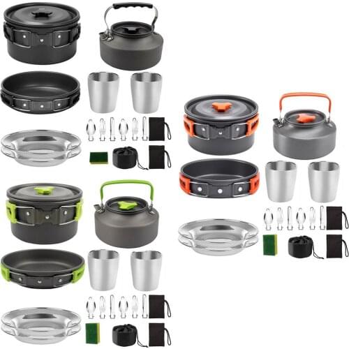13PCS Portable Picnic Cooking Tool Set Camping Cookware 304 Stainless Steel Tableware Pot For Outdoor Hiking Picnic
