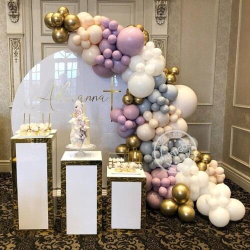 145pcs/Set DIY Macaron Purple Balloons Garland Macaron Gray Metallic Gold Globos For Wedding Birthday Party Decorations Kids Kit