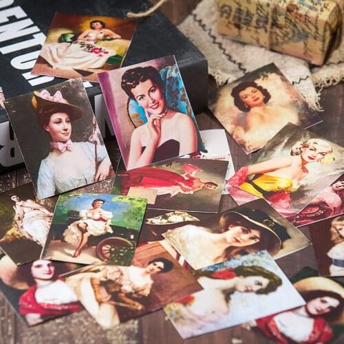 18PCS Vintage Girl Material Paper DIY Scrapbooking Junk Journal Base Collage Mobile Diary TAG. Photo Props Decoration