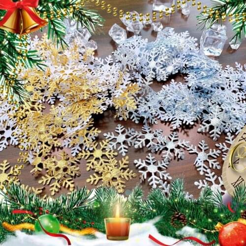 200pcs 3cmChristmas Snowflake Artificial Snow Frozen Christmas Tree Decorations Home Wedding Birthday Xmas Party Decor Supplies