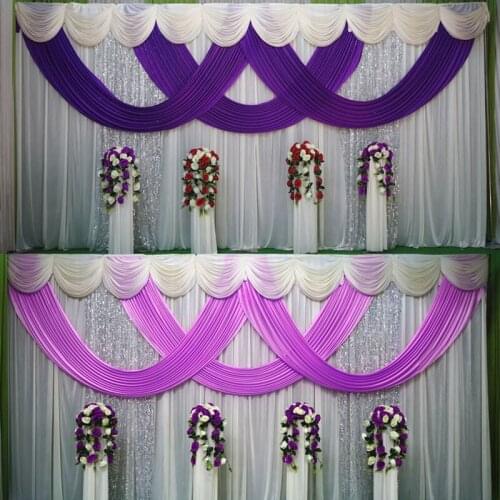 3M x 6M colorful backdrop church Stage Curtain with Sequins Backdrops with Swags Ice Silk Wedding Party Stage Decoration
