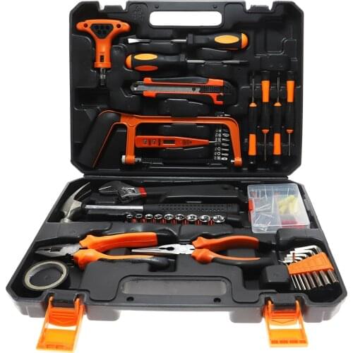 82pcs Hand Tool Set General Household Repair Hand Tool Kit with Plastic Toolbox Storage Case Socket Wrench Screwdriver Knife