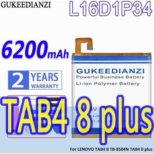 High Capacity GUKEEDIANZI Battery L16D1P34 6200mAh For LENOVO TAB4 8 TB-8504N TAB4 8 plus TAB48 TAB48 plus TAB4 8plus