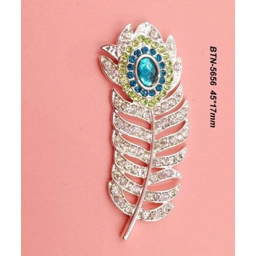 Free shipping peacock feather rhinestone button 50PCS/lot for hair accessary (BTN-5656)