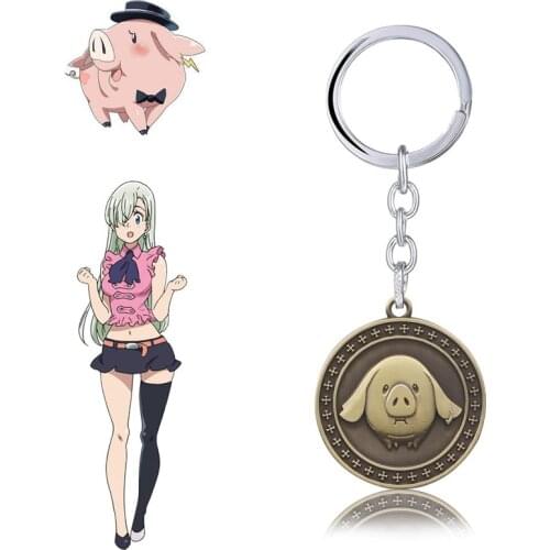 The Seven Deadly Sins Alloy Keychain Meliodas Ban Hawk Pig Dragons Wrath Foxs Greed Soft Elizabeth Liones Keyring Jewelry Gift