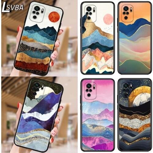 Mountain Marble Moon for Xiaomi Redmi Note 10 10S 9 9T 9S 9Pro Max 8T 8Pro 8 7 6 5 Pro 5A 4X 4 Soft Black Phone Case