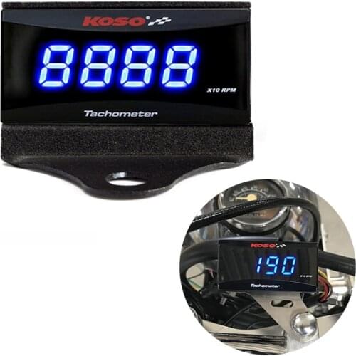 KOSO Mini RPM Meter Digital Square LCD Display Engine Tach Hour Meter Tachometer Gauge for BMW YAMAHA KAWASAKI Racing Motorcycle
