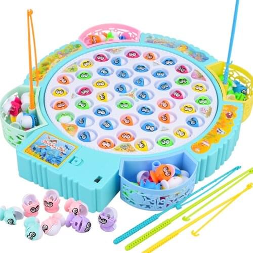 Childrens electric rotary fishing toy early education music magnetic fish childrens gift dual purpose fishing educational toy