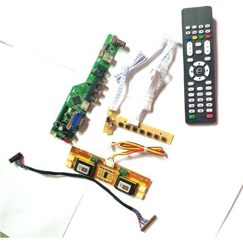 For LM201WE3-TLF8/TLL2 keyboard+Remote+Inverter LCD monitor T.V53 drive board HDMI-Compatible VGA USB AV RF LVDS 4CCFL 30Pin