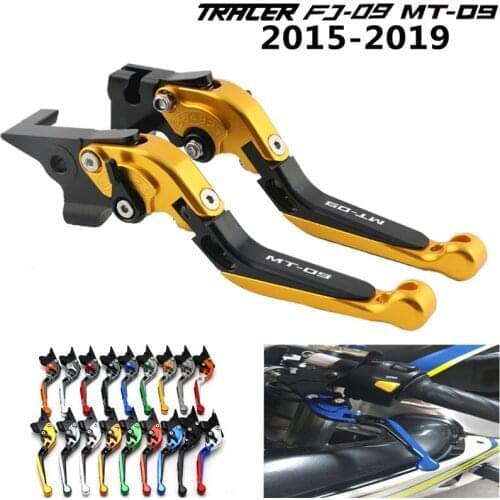 For Yamaha FJ-09/MT-09 Tracer 2015-2018 With Logo(MT-09) Black+Titanium CNC Adjustable Folding Motorcycle Brake Clutch Levers