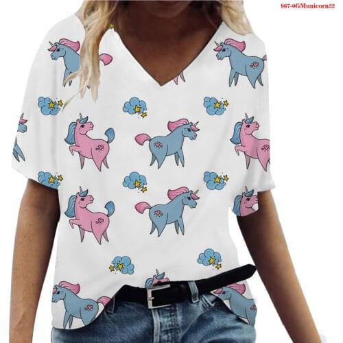 Kawaii Unicorn Women T Shirt 3d Print Tshirts Lady Unicorn Short Sleeve Female Summer Plus Size Tops Womens T-shirt Funny Tshirt