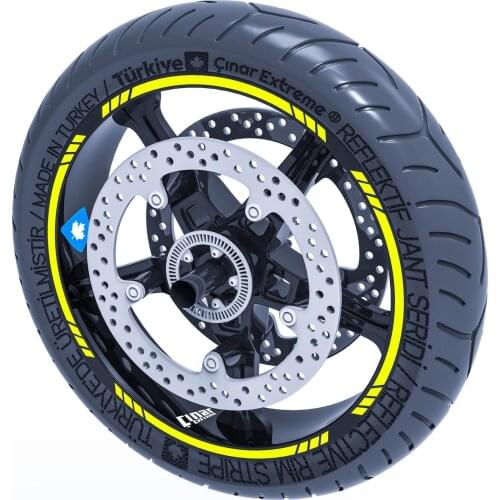 Fluorescent Yellow Dashed Rim Tape Wheel Stripes Decals Sticker CinarExtreme
