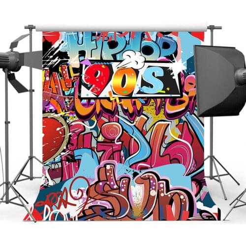 MOCSICKAHiphop 90s Background for Photography Birthday Theme Party Backdrop Graffiti for Boot Studio MW-243