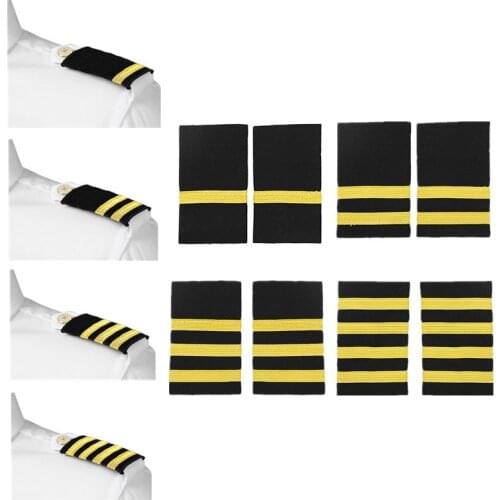 Pilot Shirt Epaulets Gold Stripes Uniform Shoulder Board Badge Pro Sailor Epaulettes DIY Decorative Shoulder Badges for Clothing