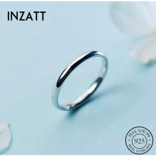 INZATT Real 925 Sterling Silver Classic Round Minimalist Unisex Ring Wedding Geometric Fine Jewelry Trendy Accessories Gift