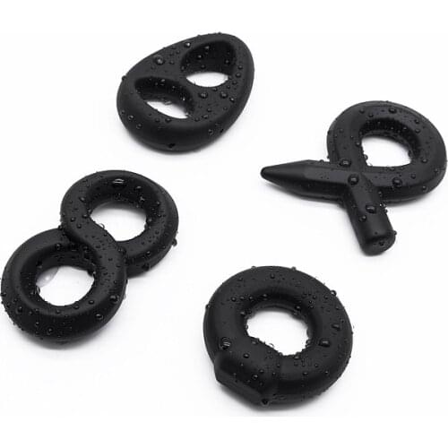 Liquid Silicone Super Soft Skin Friendly 4 Kinds Mens Lock Semen Penis Ring Sex Tools for Females Pumping Dick Rings for Men