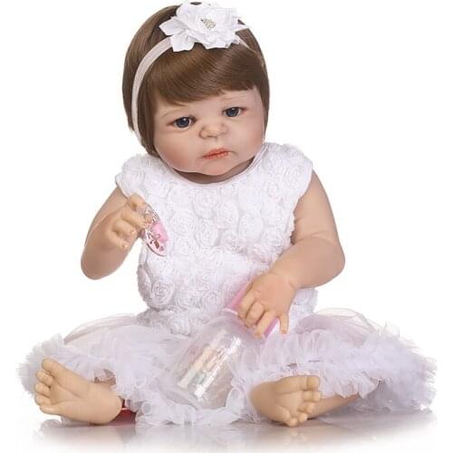 Baby reborn doll 55cm Baby girl dolls full silicone Boneca Reborn Brinquedos Bonecas Childrens day gifts toys bed time plamates