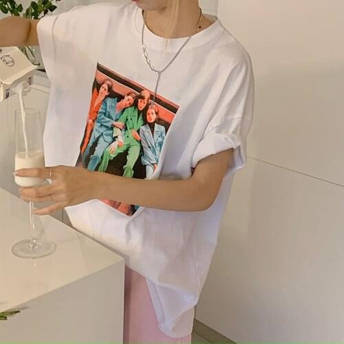 Summer American Retro Street Hip-Hop Style WomenS t-Shirt Simple Print Casual WomenS Thin Loose WomenS Top