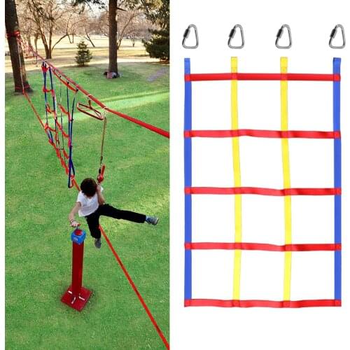Hot Outdoor Children Climbing Net Rainbow Ribbon Net Physical Child Training Net Climbing Hanging Step Swing Playground Ladder