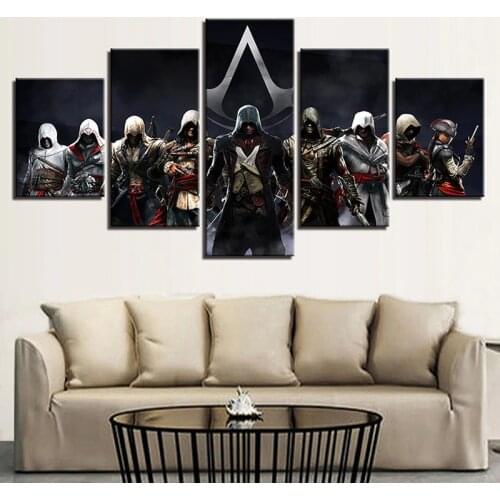 5Pcs 17 Assassins Creed Gamer Modular Wall Art Canvas Posters Pictures Paintings Home Decor Accessories Living Room Decoration