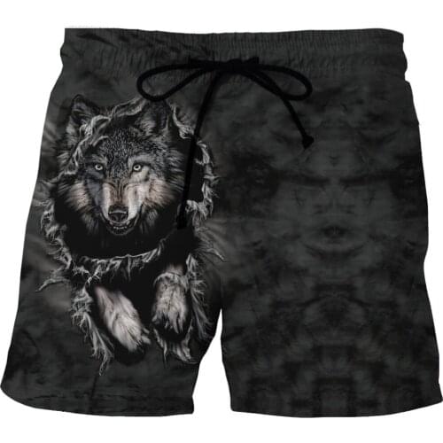 LOVE SPARK 3D Creative Wolf Print Mens Summer Shorts Fast Dry Comfortable Bodybuilding Boys Beach Sports Tracksuits